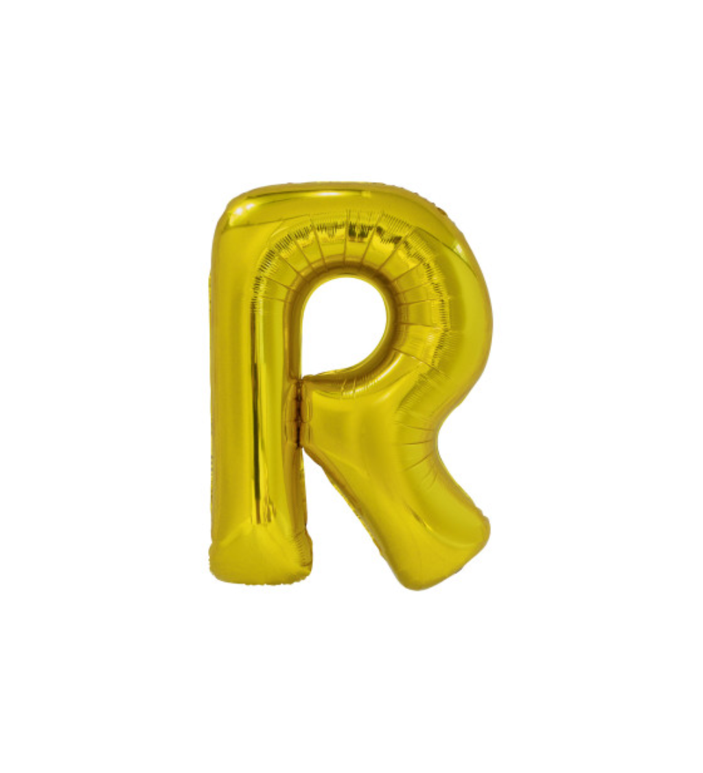 Fóliový balónik "R" - zlaté 86cm