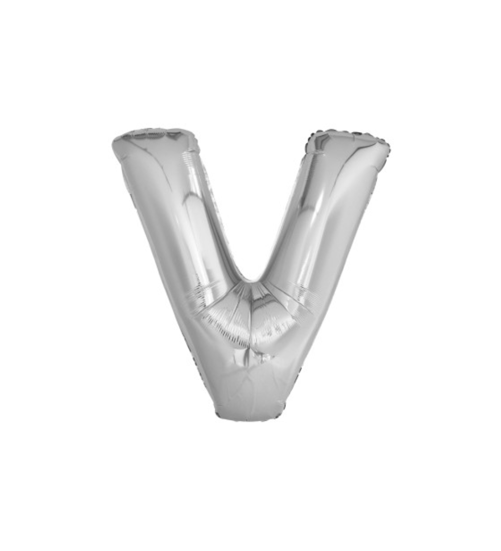 Fóliový balónik "V" - strieborné 100cm
