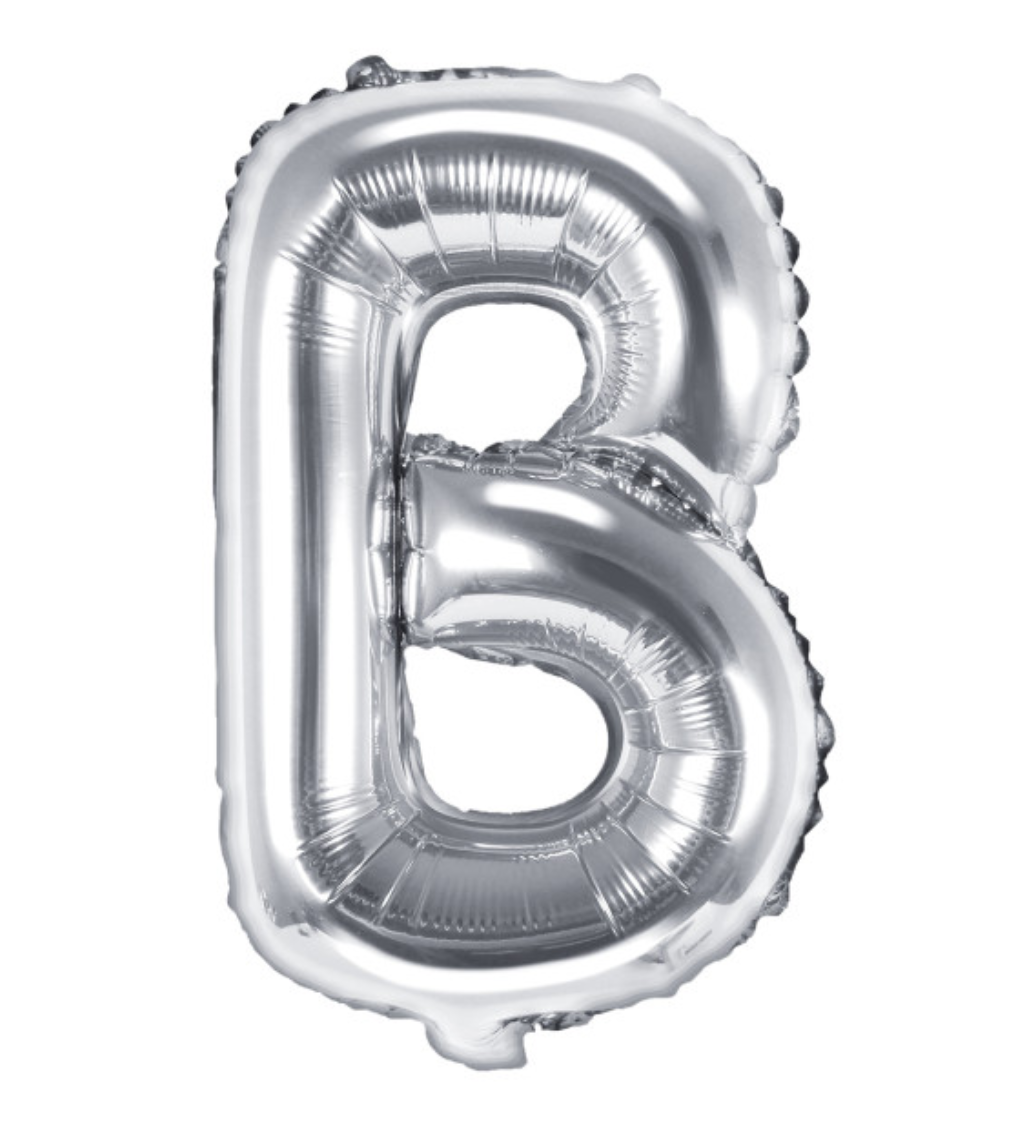 Fóliový balón "B" - strieborný