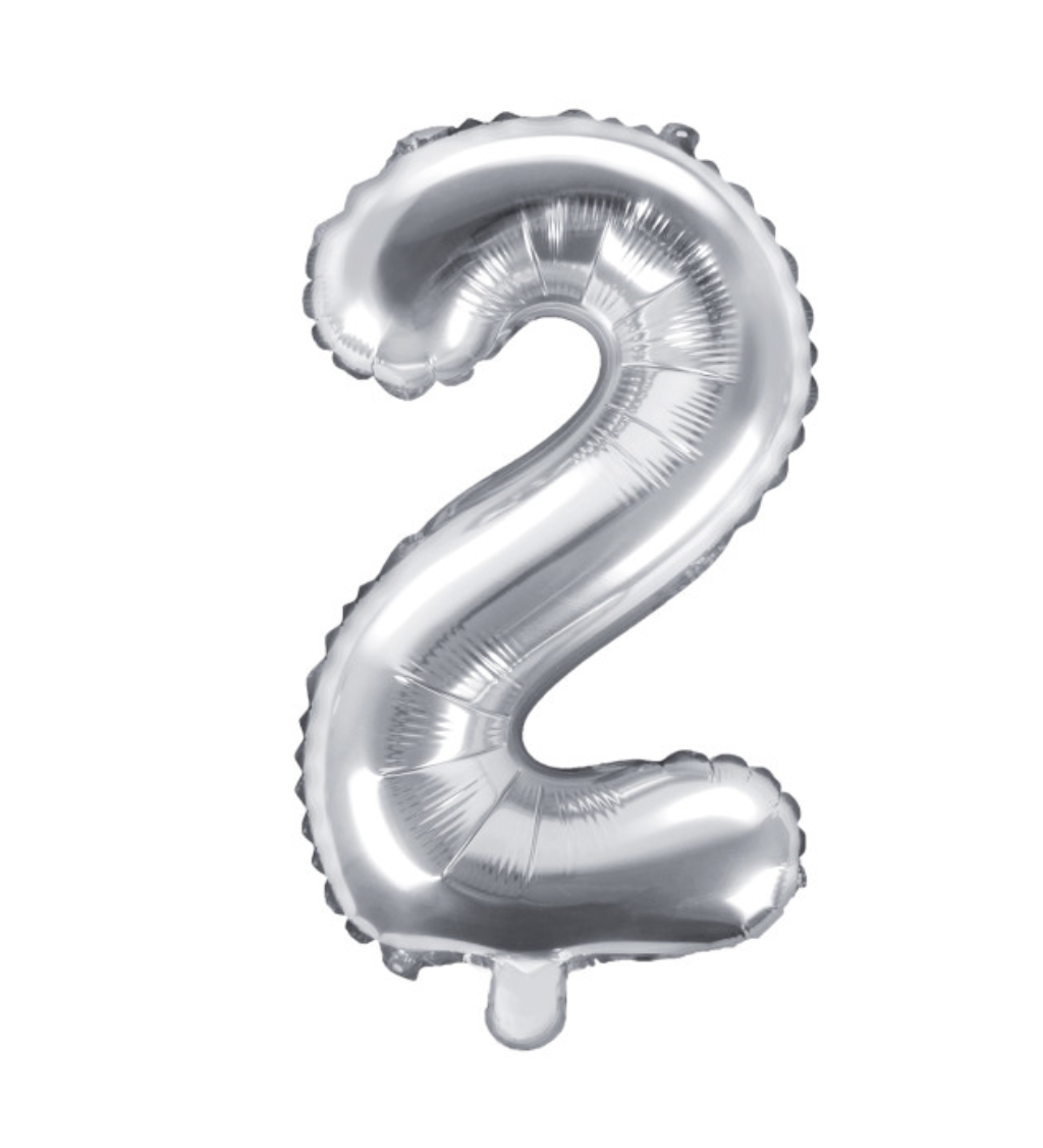 Fóliový balón "2" - strieborná 35cm