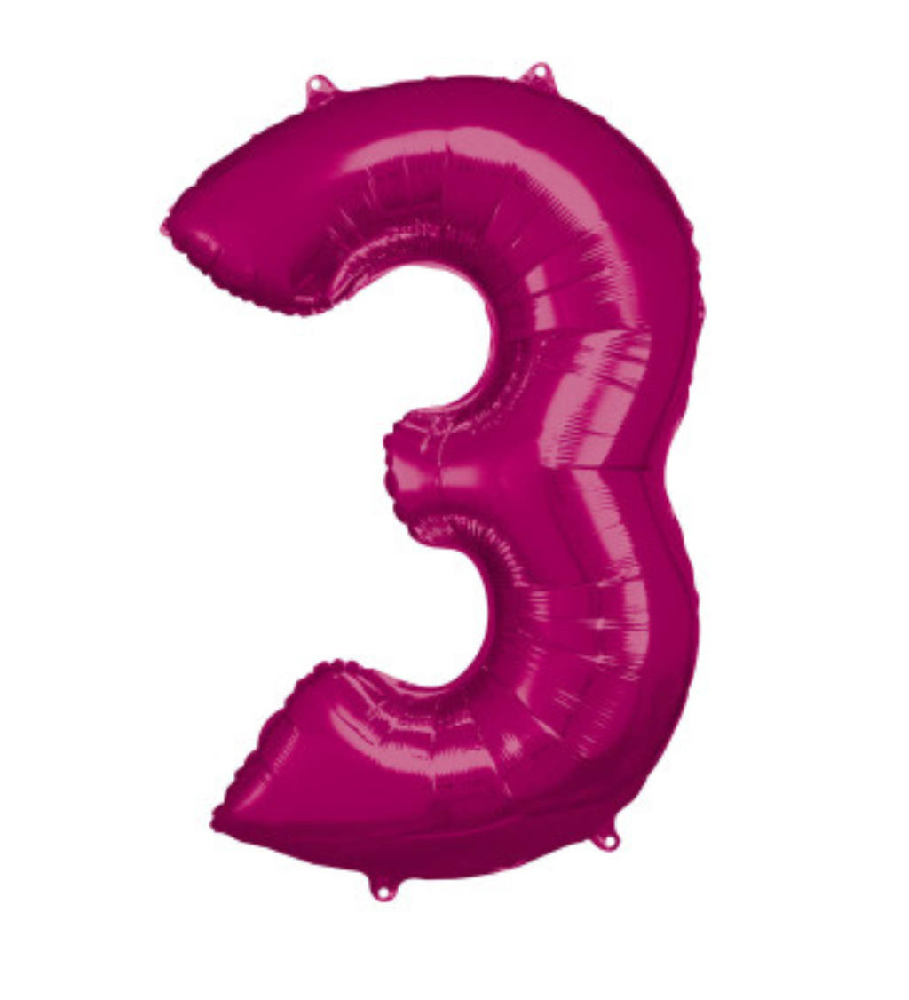 Fóliový balónik "3", magenta