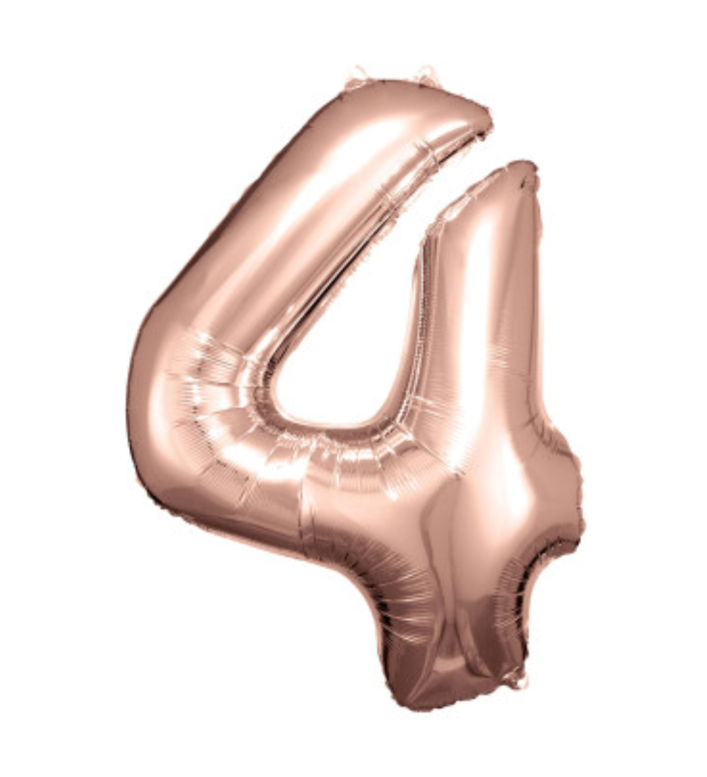 Fóliový balónik "4", rose gold