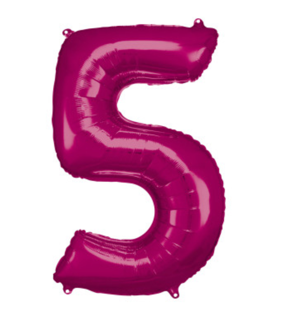 Fóliový balónik "5", magenta