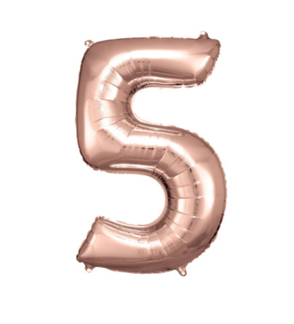 Fóliový balónik "5", rose gold
