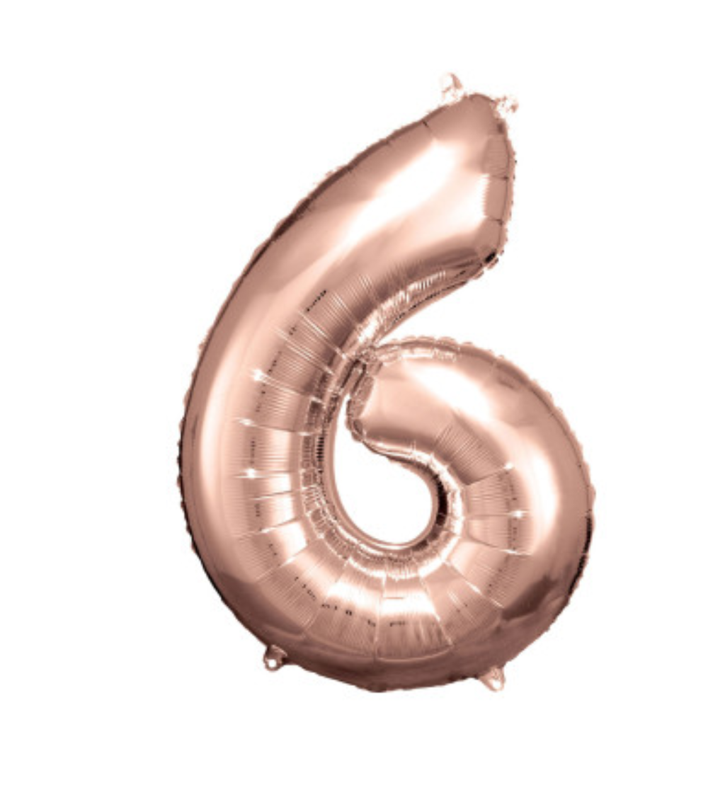 Fóliový balónik "6", rose gold