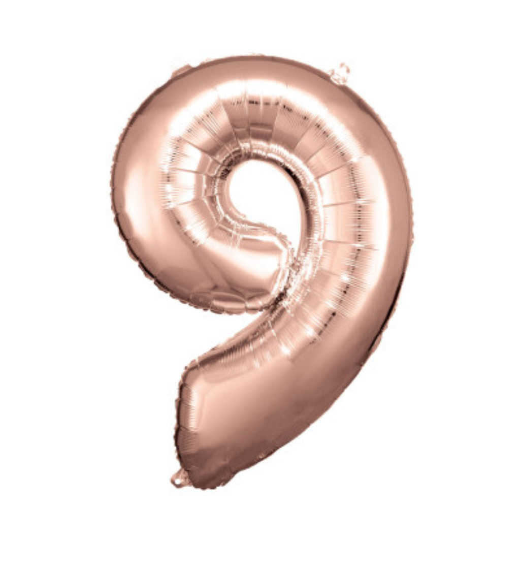 Fóliový balónik "9", rose gold