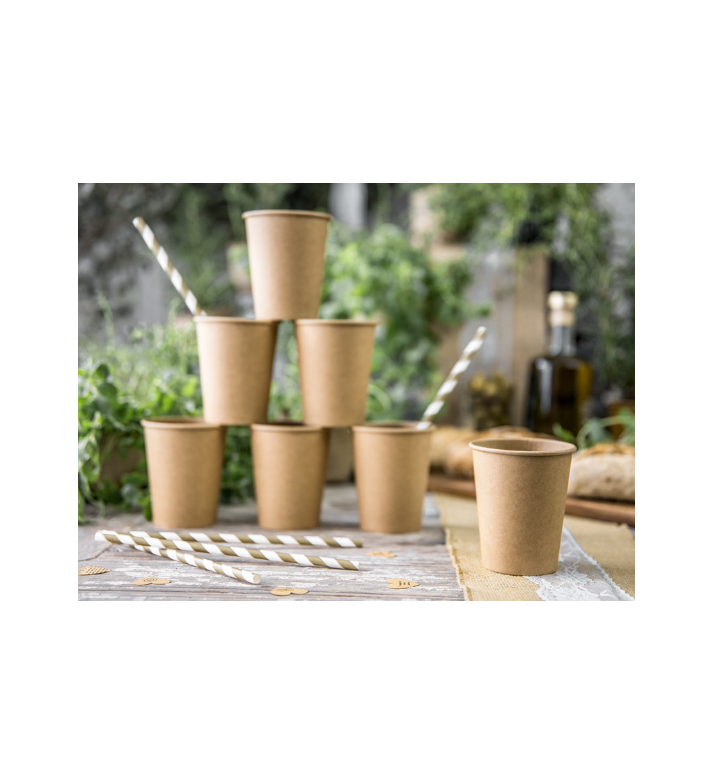 Slamky papierové so zlatými prúžkami - matné