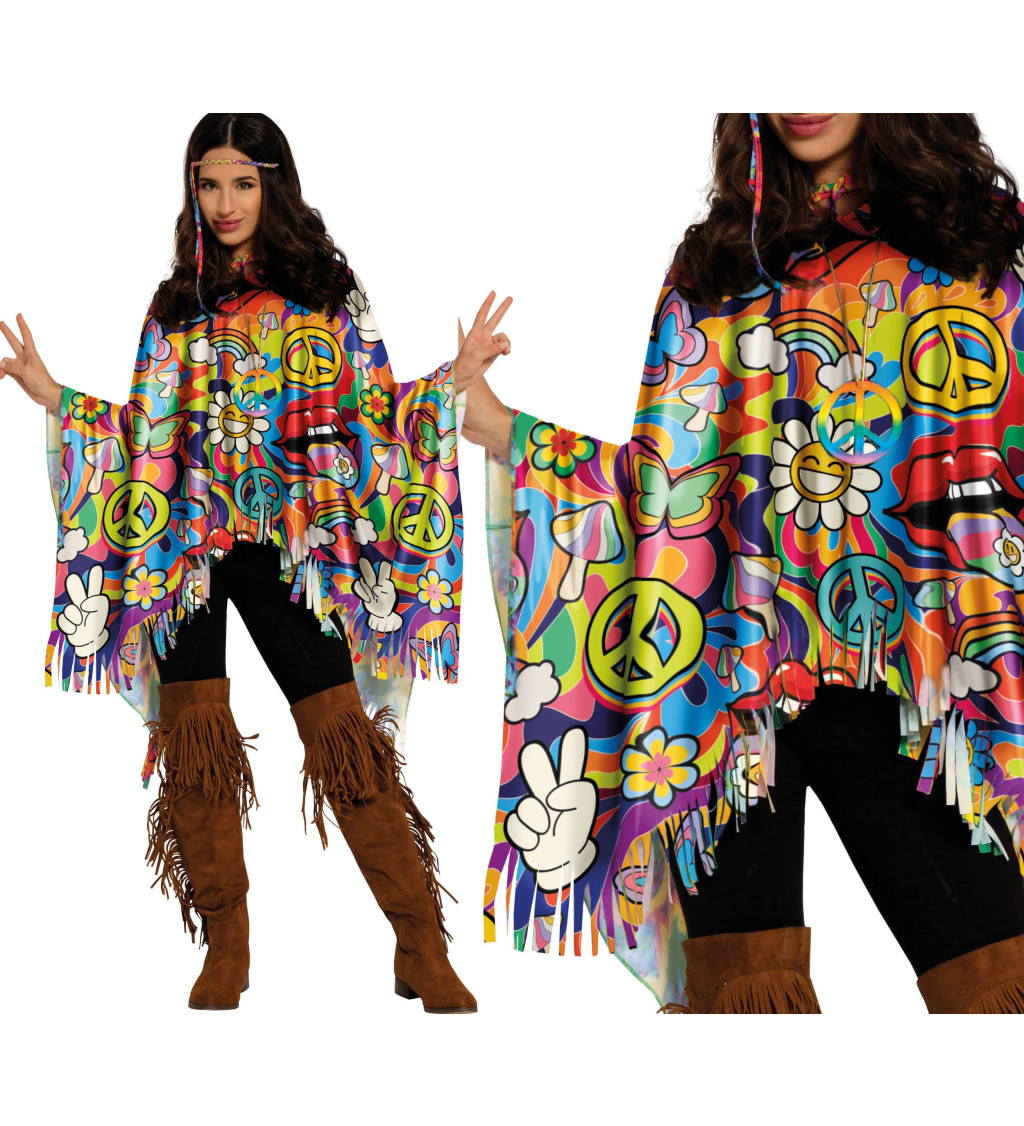 Pončo Hippie farebné