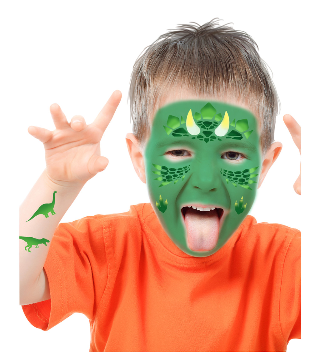 Detská šablóna na make-up dinosaurus
