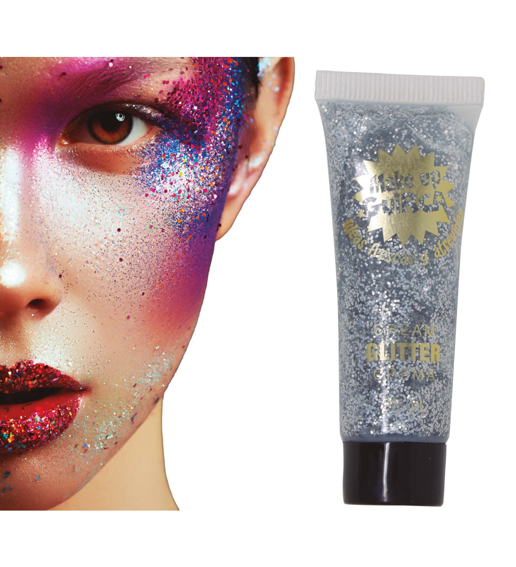 Trblietavý krémový make-up strieborný