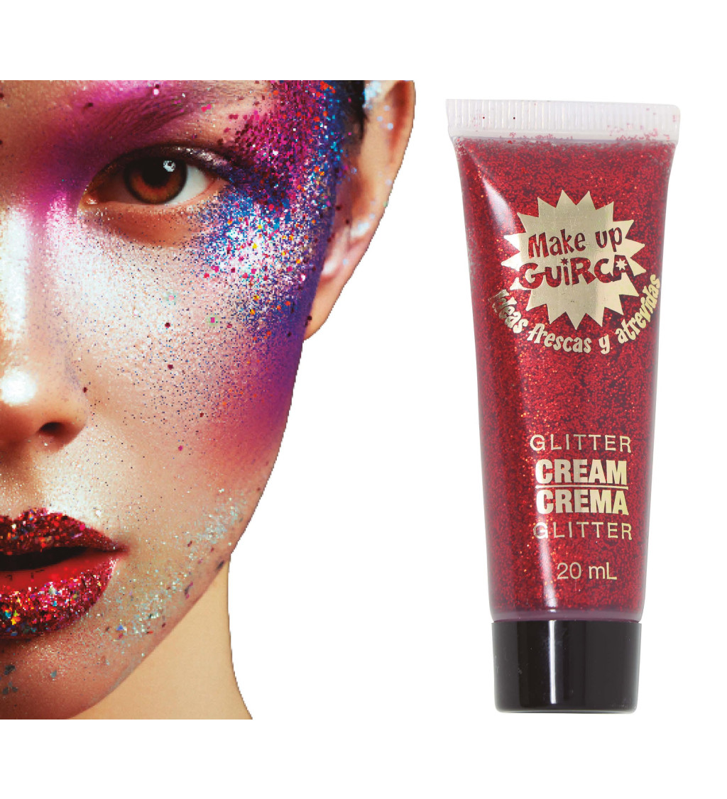 Trblietavý krémový make-up červený