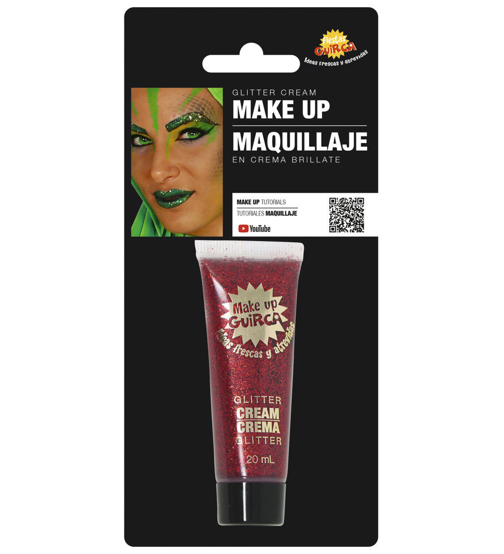 Trblietavý krémový make-up červený