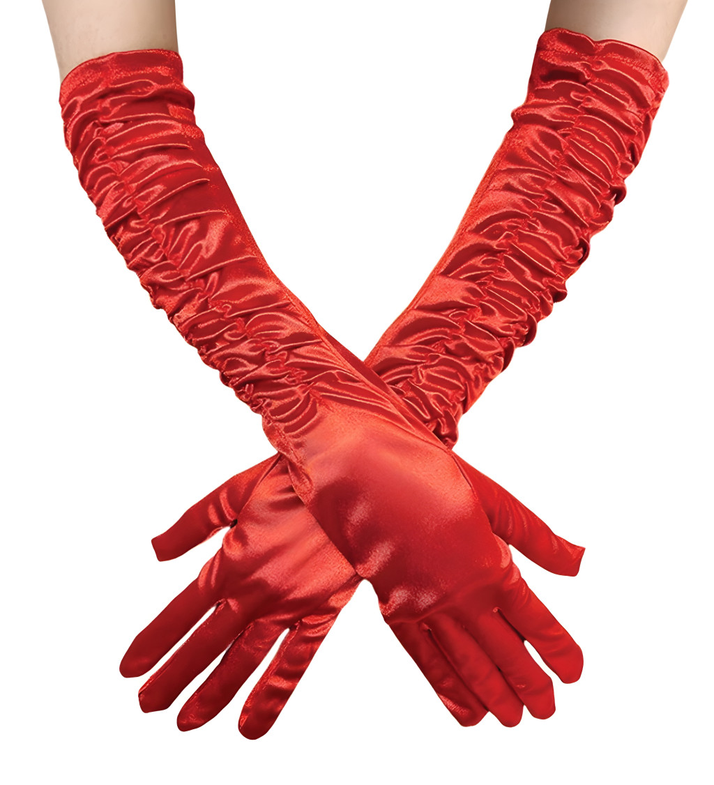 Dlhé nariasené rukavice – červené