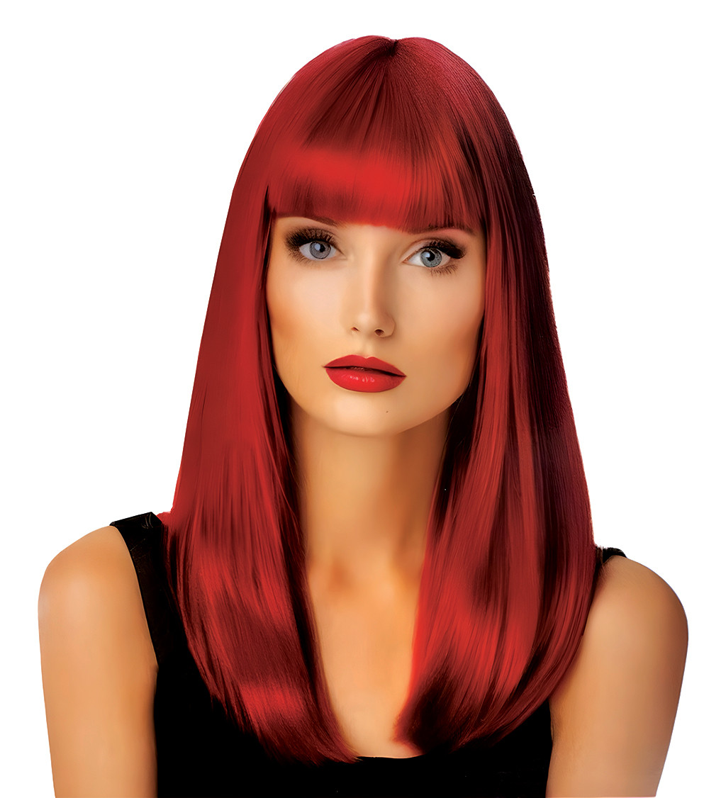 Parochňa rovná s ofinou, červená