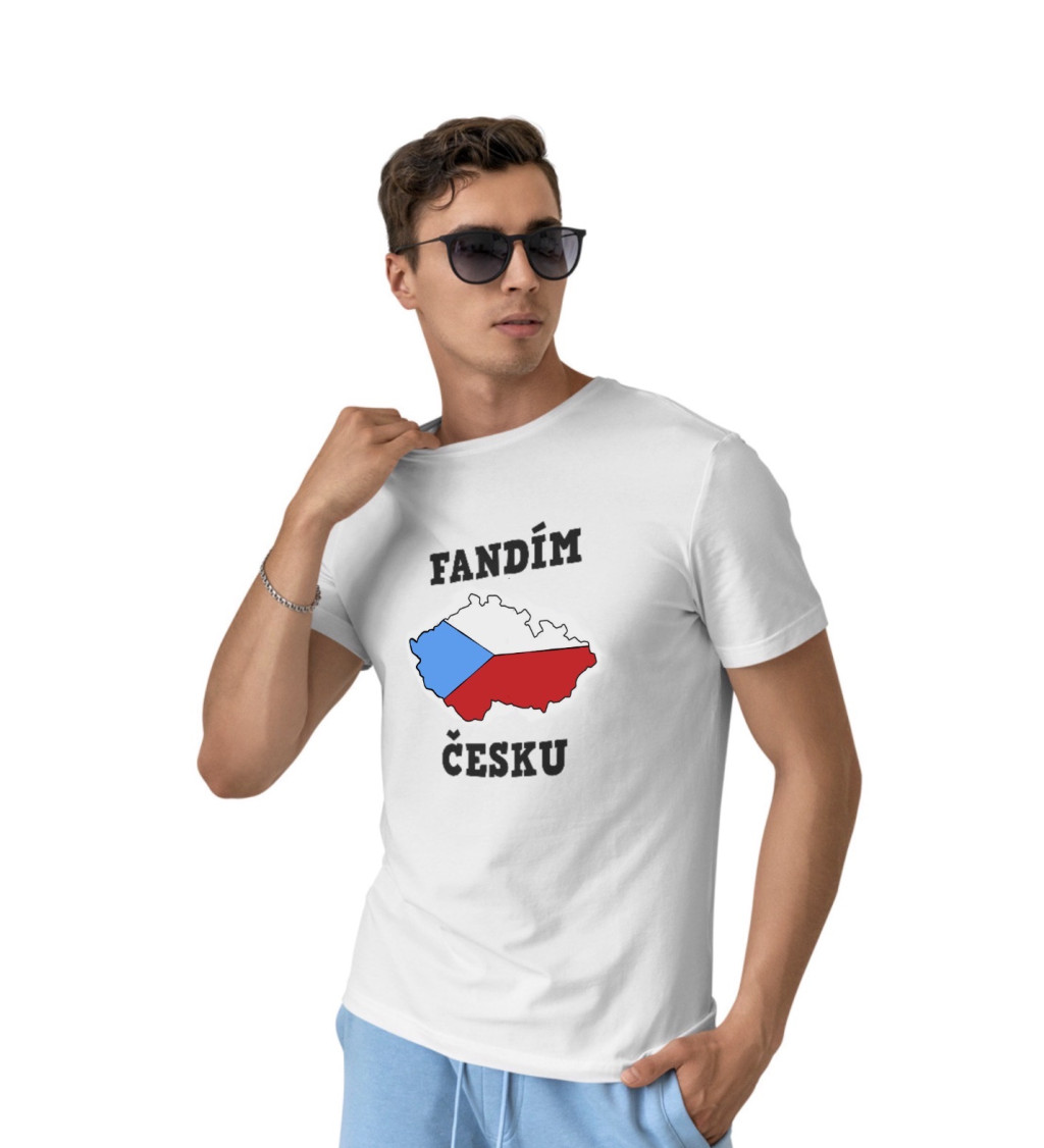 Pánske tričko biele - Fandím Česku