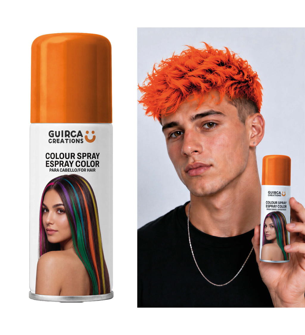 Oranžový farebný sprej na vlasy
