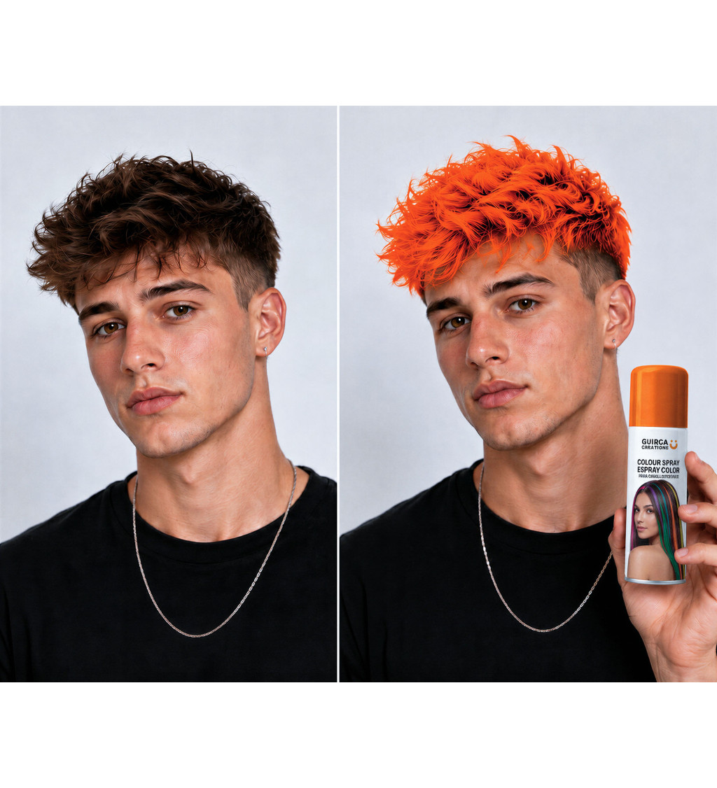 Oranžový farebný sprej na vlasy