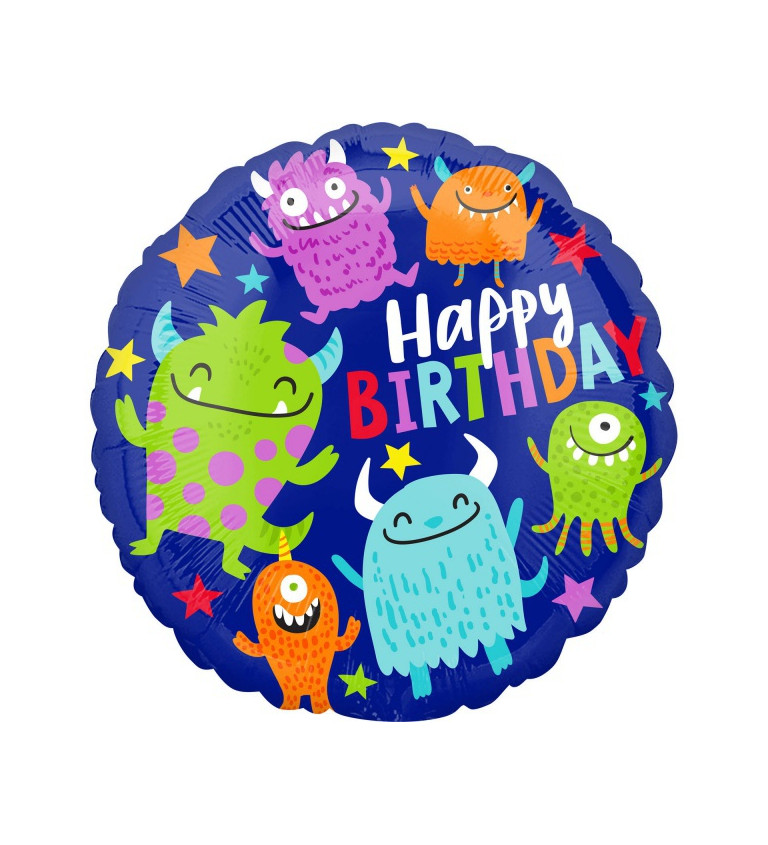 Happy Birthday fóliový balónik s príšerami