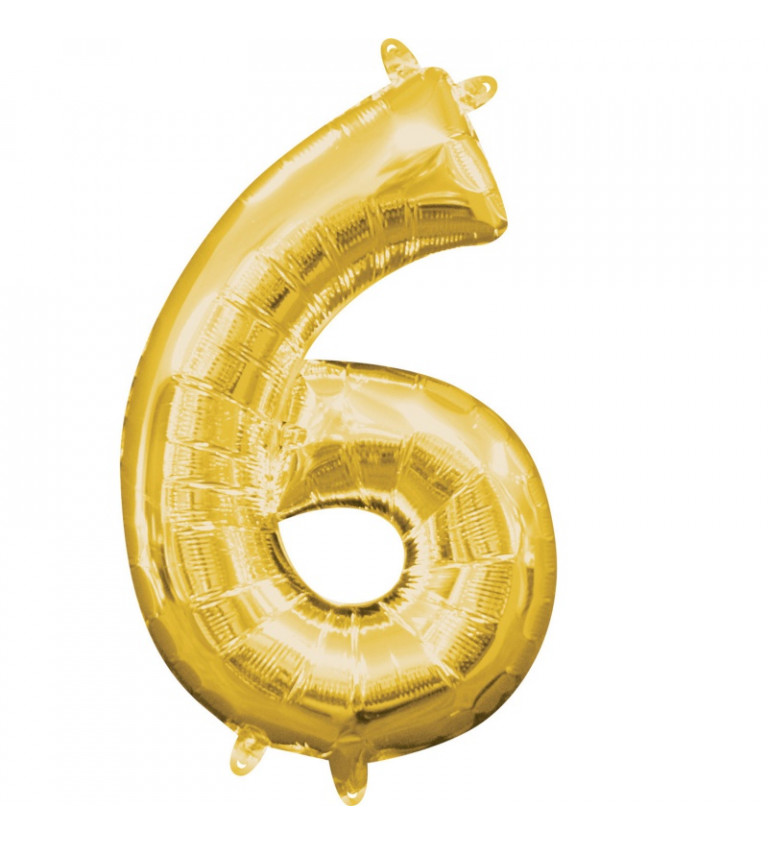 Zlatý fóliový mini balón - číslica "6"