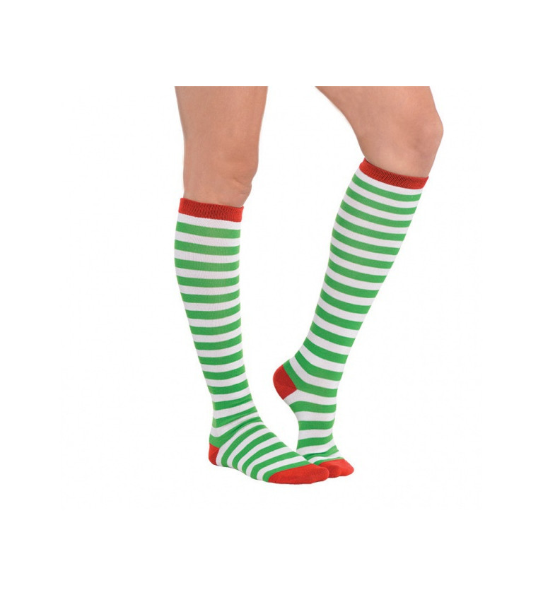 Zeleno-biele pásikavé ponožky