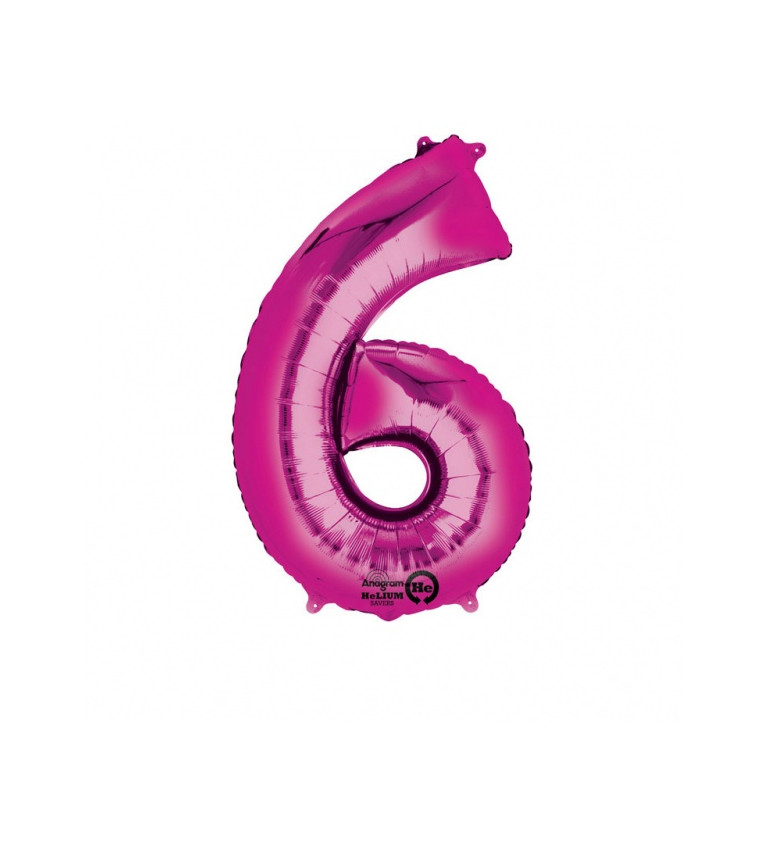 Ružový fóliový balónik - číslo 6