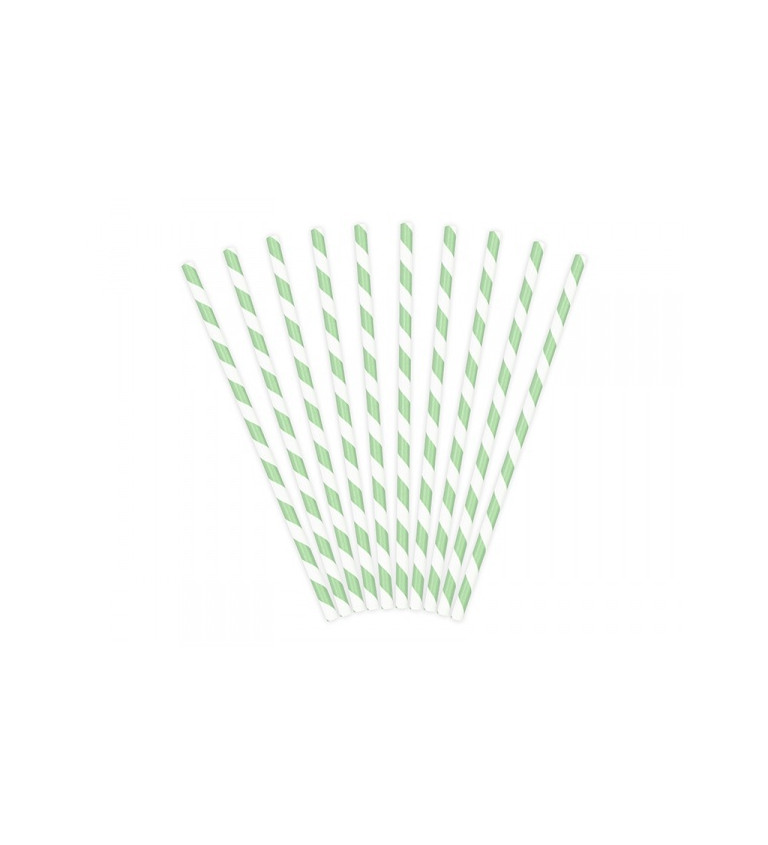 Slamky papierové s vlnkami - pepermintovo zelené