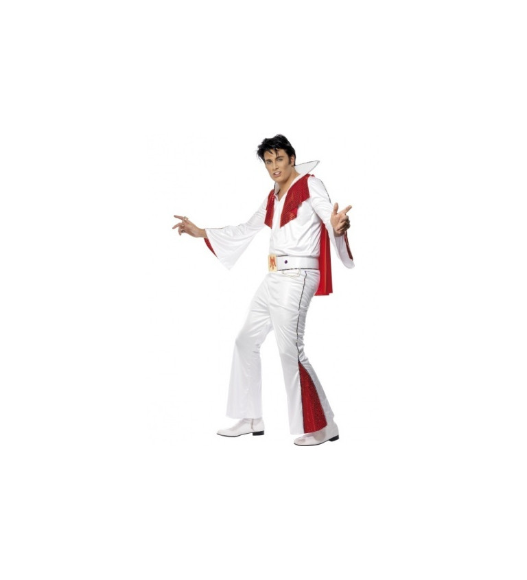 Kostým pre mužov - Elvis bielo-červený