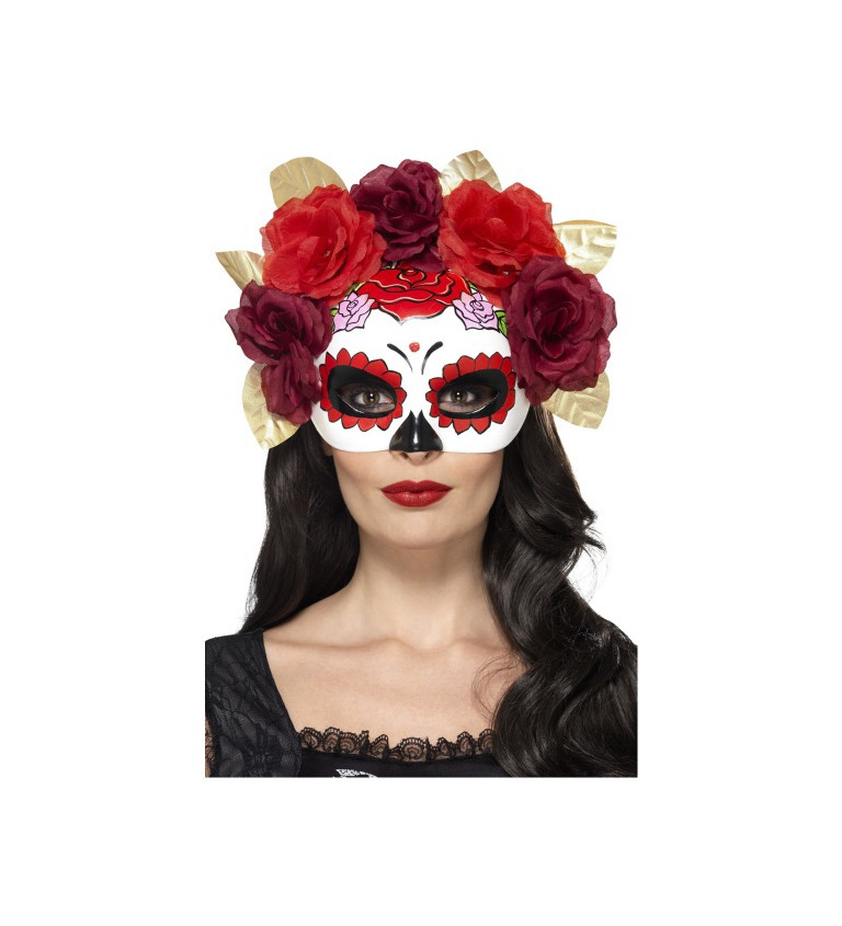 Mexická maska s ružami - color deluxe