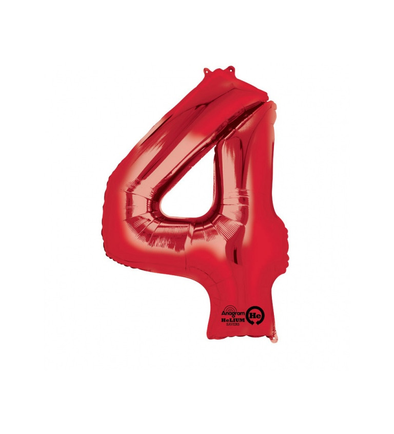 Červený balón v tvare čísla 4