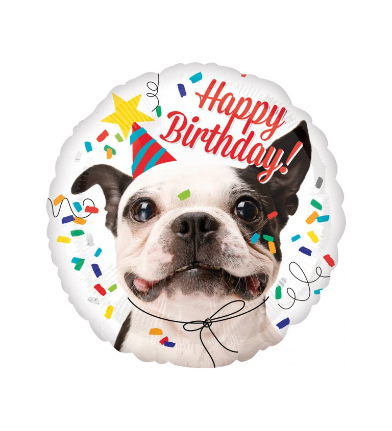 Štandardný fóliový balónik "Happy Birthday Dog" 