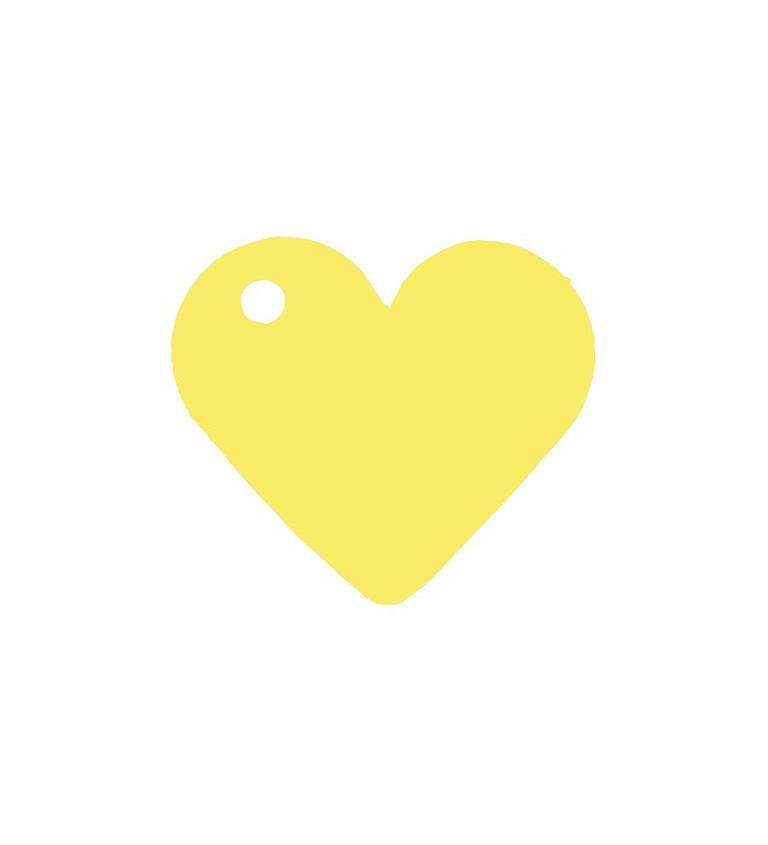 Menovky v tvare srdca v žltej farbe