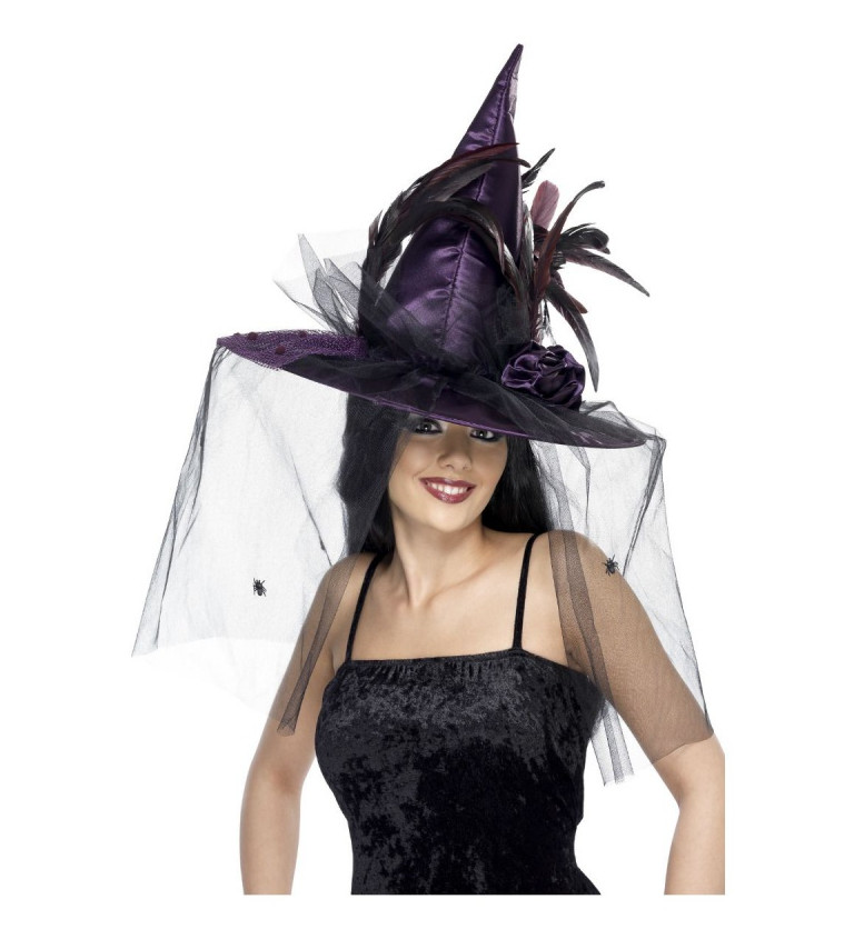 Fialový čarodejnícky klobúk deluxe