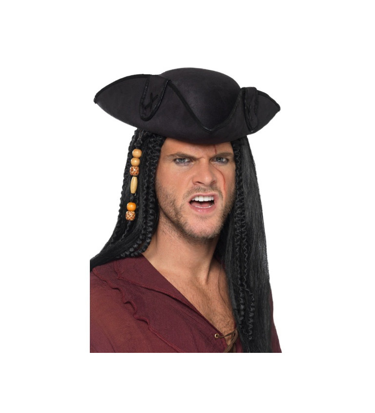 Pirátsky klobúk trojhranný II - čierny
