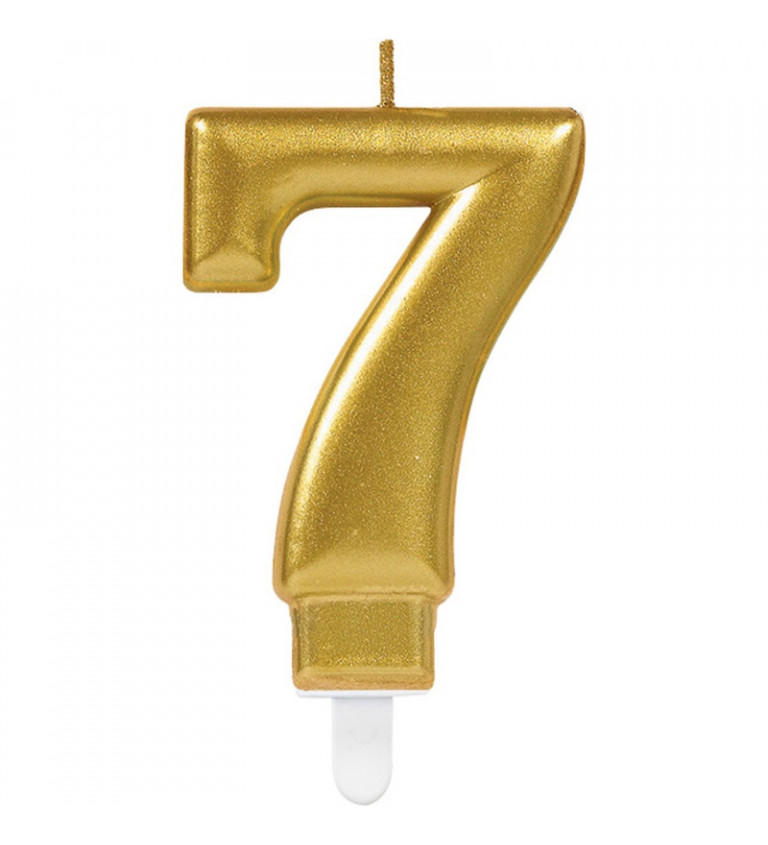 Zlatá sviečka na tortu s číslom "7"