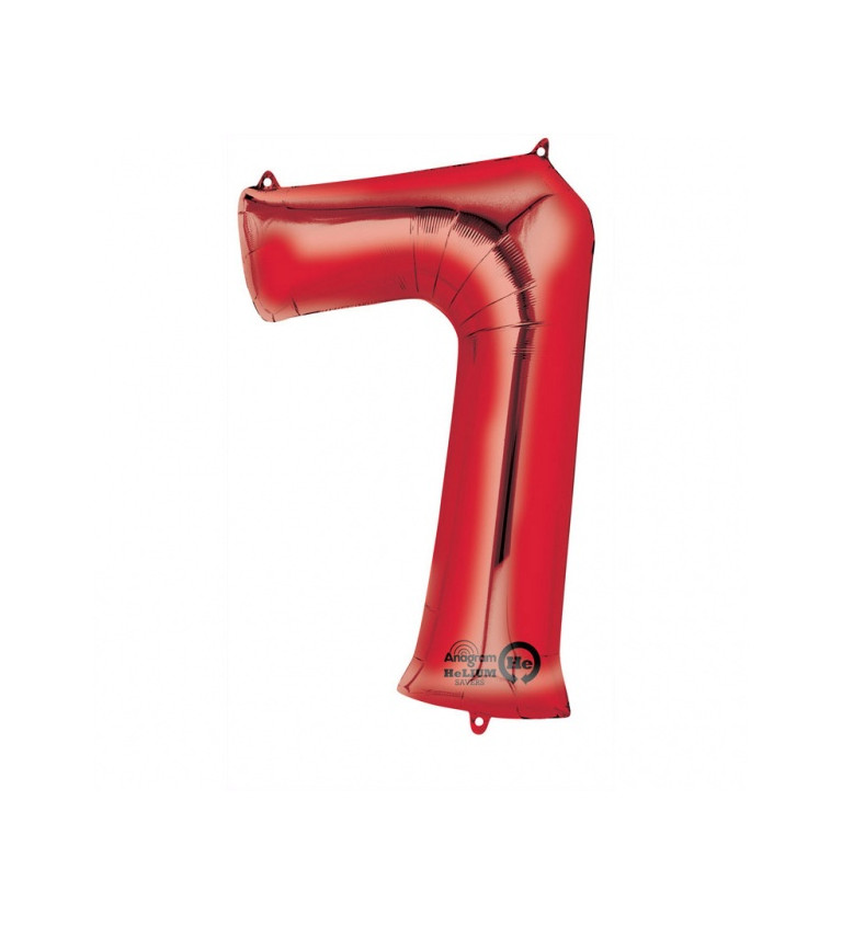 Červený fóliový balónik v tvare čísla 7
