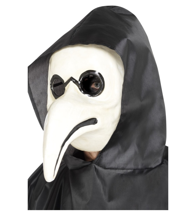 Morová maska s nosom - biela
