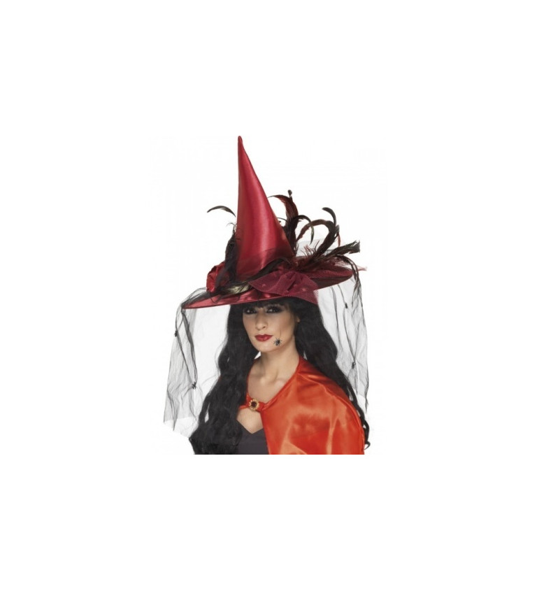 Čarodejnícky klobúk deluxe v červenej farbe