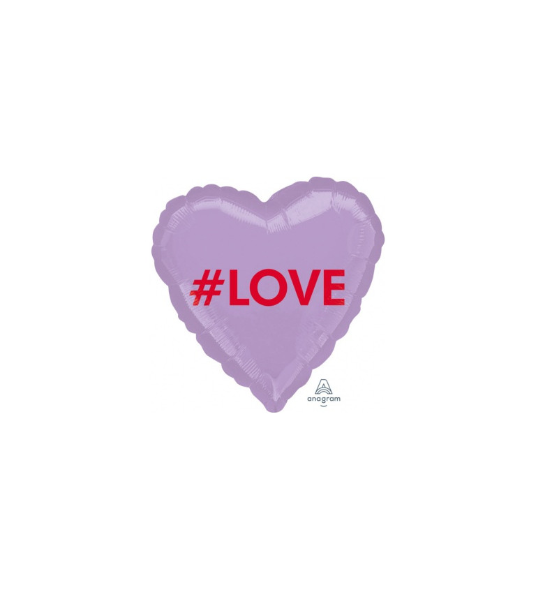 Fóliový balón fialové srdce #Love
