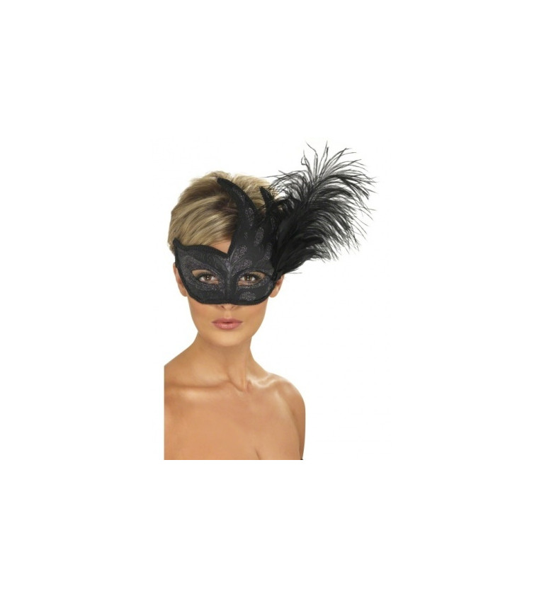 Benátska maska Nočná mora - čierna