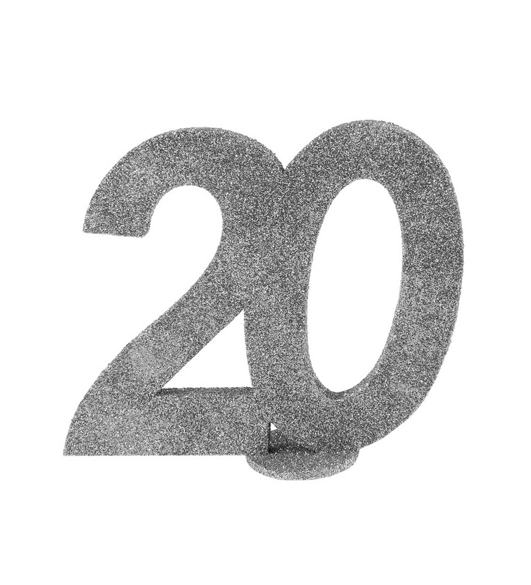 Strieborná dekorácia v tvare čísla 20