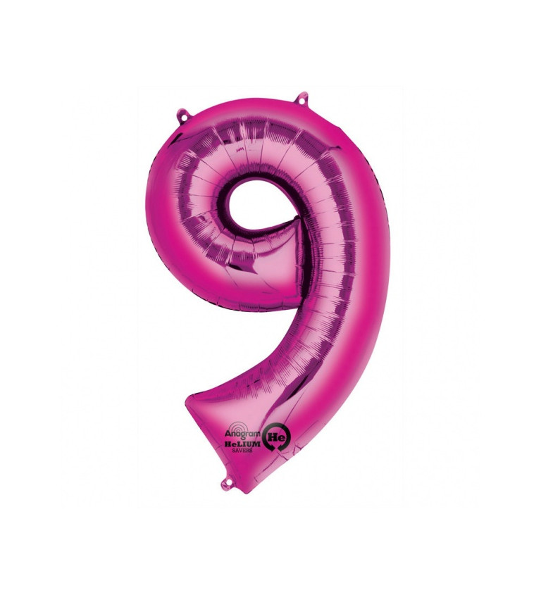 Ružový balónik v tvare čísla 9