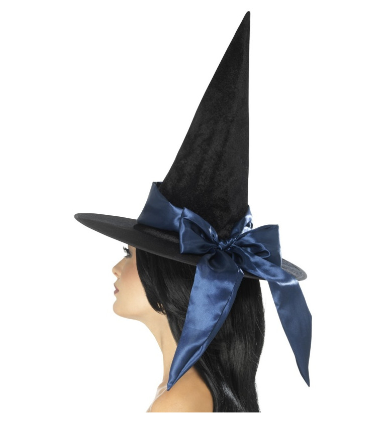 Čarodejnícky klobúk s mašľou - modrý