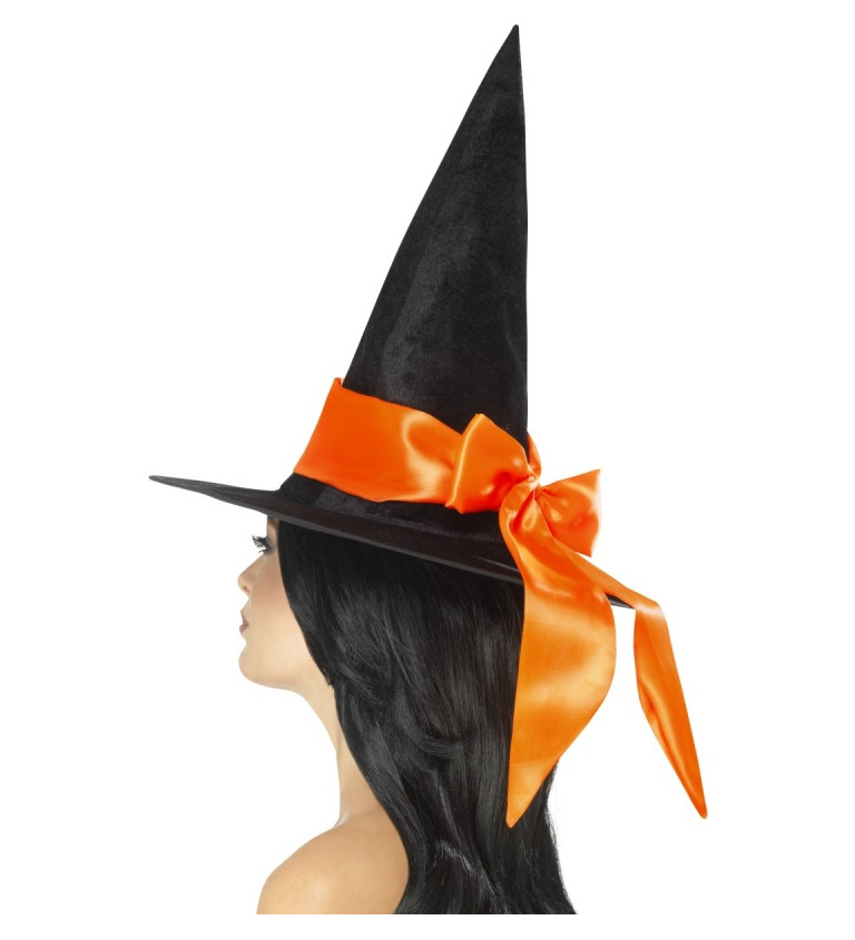 Čarodejnícky klobúk s mašľou - oranžovou