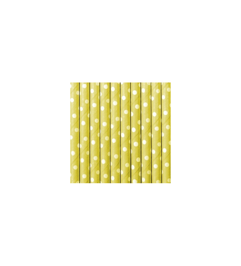 Slamky papierové s bodkami - žlté