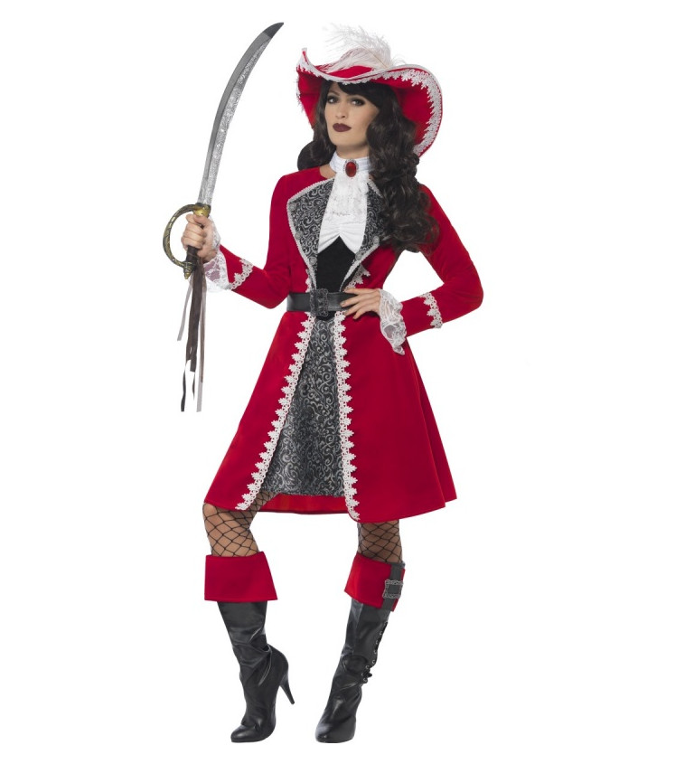 Kostým "Pirátka deluxe červená"