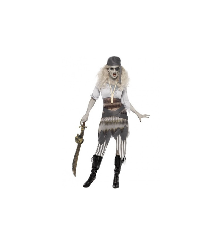 Kostým pre ženy - Zombie pirátka pruhované legíny