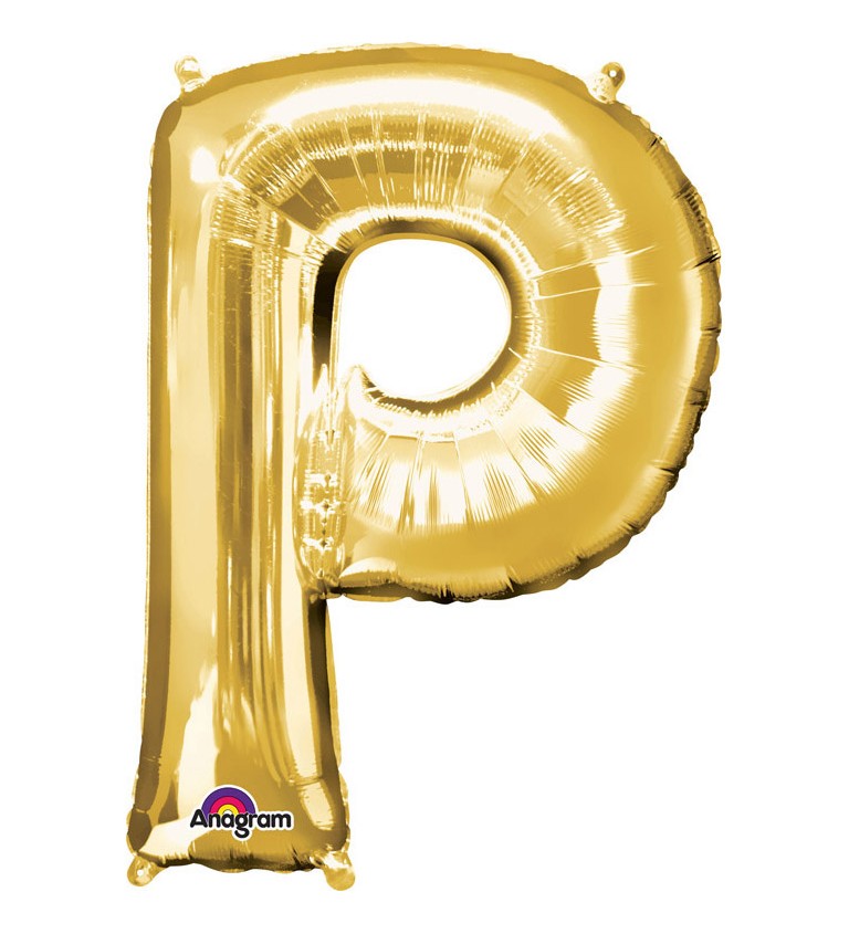 Balón fóliový Písmeno "P" - zlatý