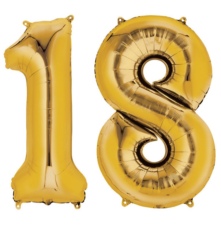 Balónik "18" - zlatý