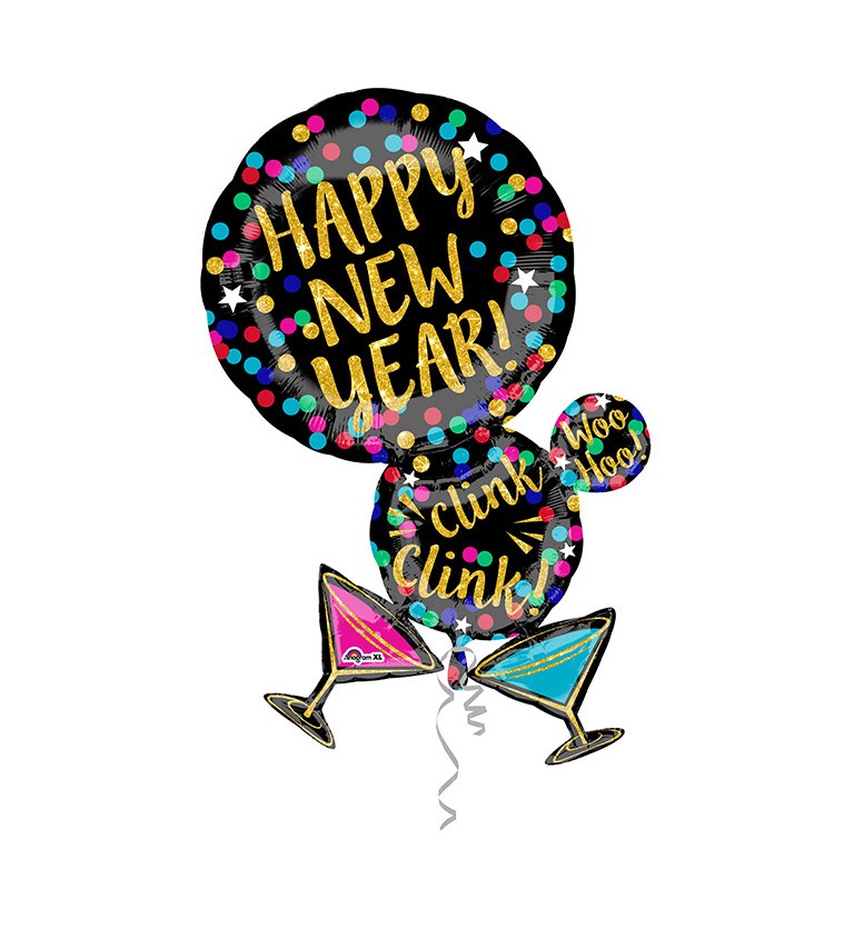 Čierny balón s nápisom Happy New Year