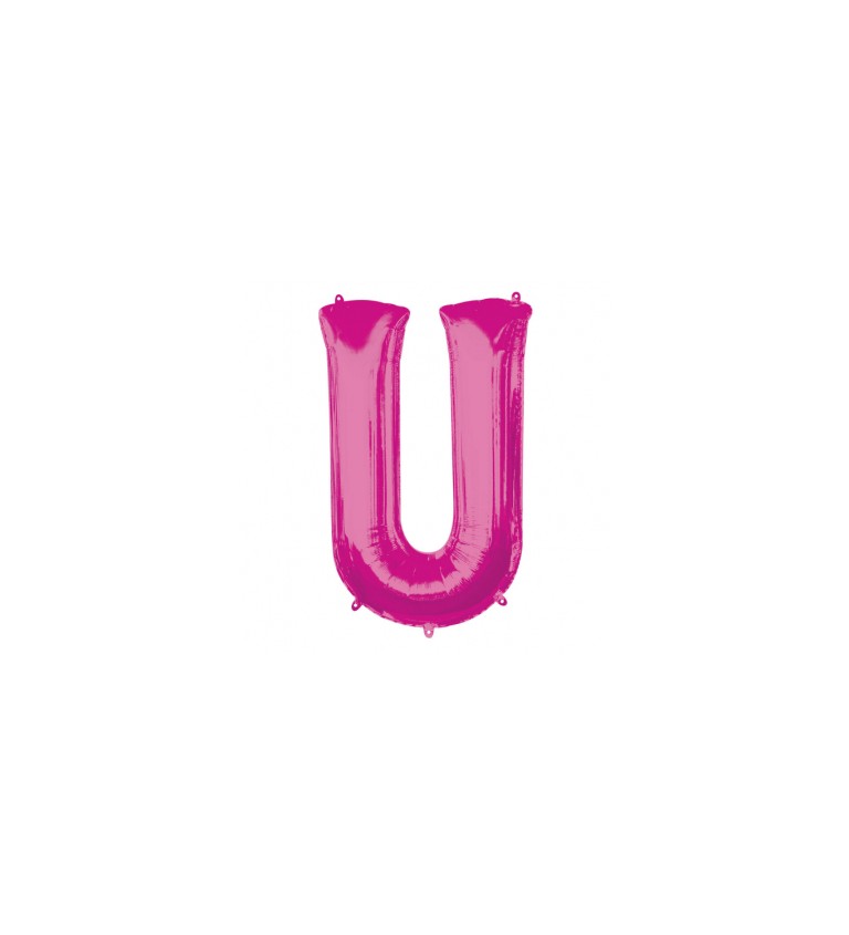 Balón fóliový "Písmeno "U" - ružový